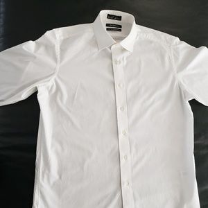 Saks Fifth Avenue white button down shirt slim fit